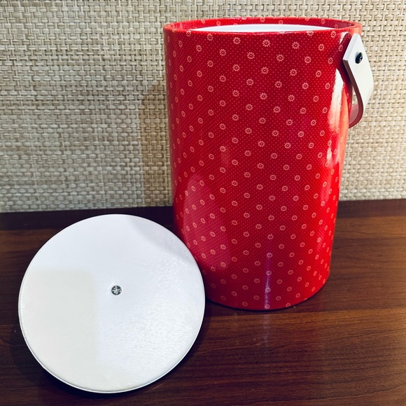 🌟HP🌟VTG 1980s 11" Ice Bucket Red & White Floral Dot Pattern by Drulane USA - Picture 8 of 11